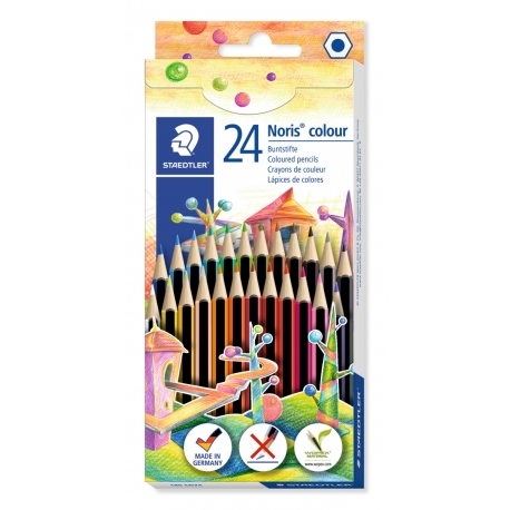Noris® colour 185 - Etui carton double couche crayons de couleur WOPEX® assortis