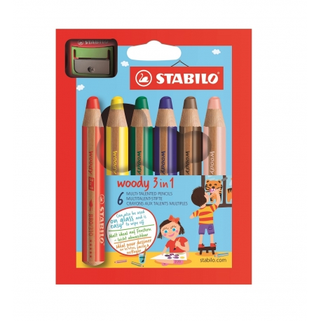 PAPETERIE SERVICES  CRAYON COULEUR STABILO WOODY 3IN1 BOIS PEFC