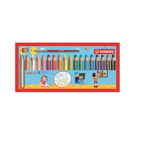 Crayon de couleur multi-talents STABILO woody 3in1 assortiment avec  accessoires