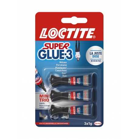 Loctite® Super Glue-3 Universal Mini Trio Blister 3 tubes de colle 1 g (Ex 9H 2055929)