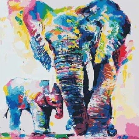 Peinture par numéro Elephants Aquarelle 40x50 cm Figured'Art