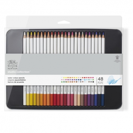 Boîte métal 48 crayons aquarellables Winsor & Newton
